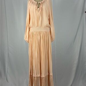 Zara Boho Long Sleeve Maxi Dress in Soft Peach